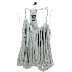 Hot Topic Teenage Runway Stretchy Chicwish Gray Fringe Tank Top